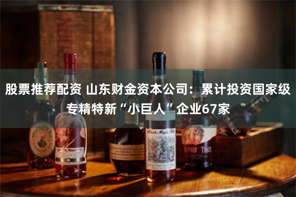 股票推荐配资 山东财金资本公司：累计投资国家级专精特新“小巨人”企业67家